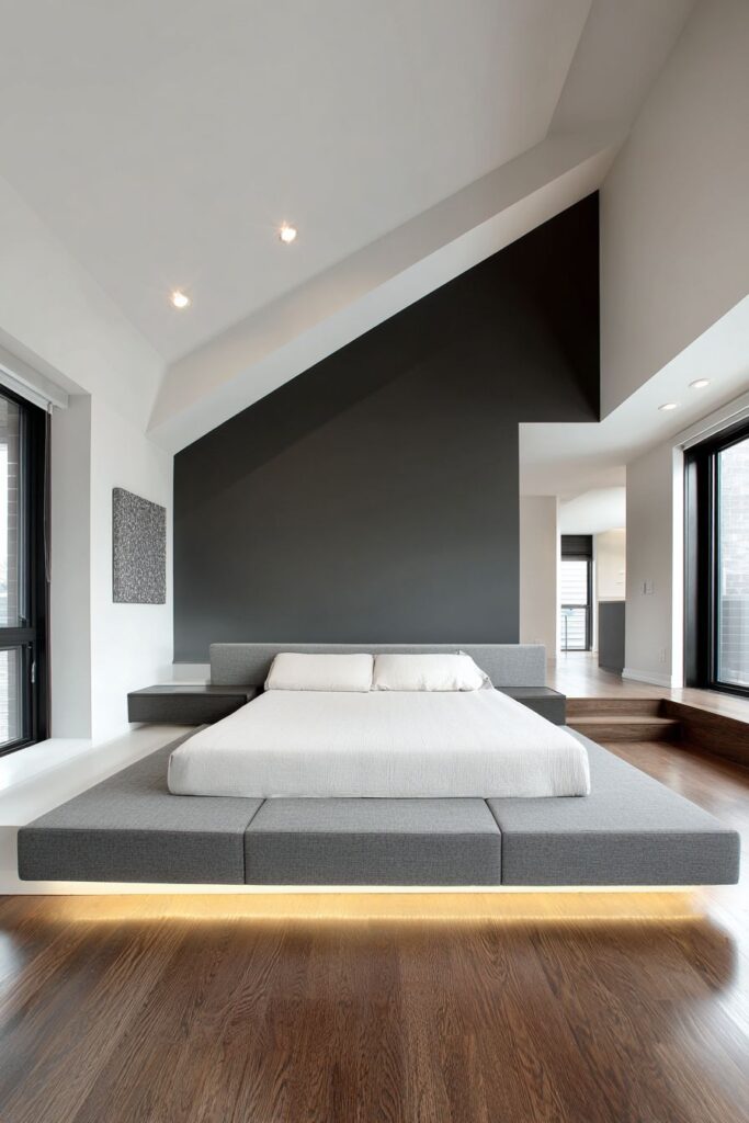 Modern Charcoal Drama with Creative Wall Solutions