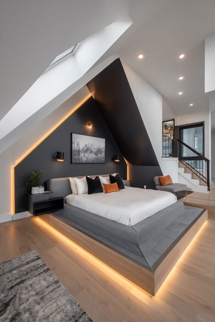 Modern Charcoal Drama with Creative Wall Solutions