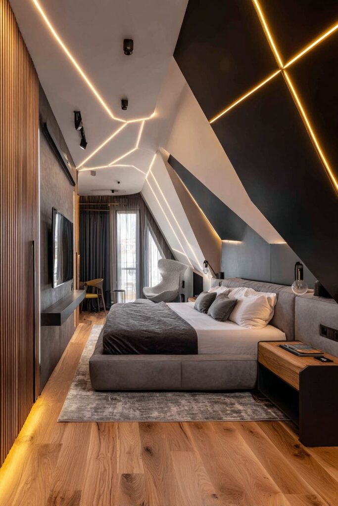 Modern Charcoal Drama with Creative Wall Solutions