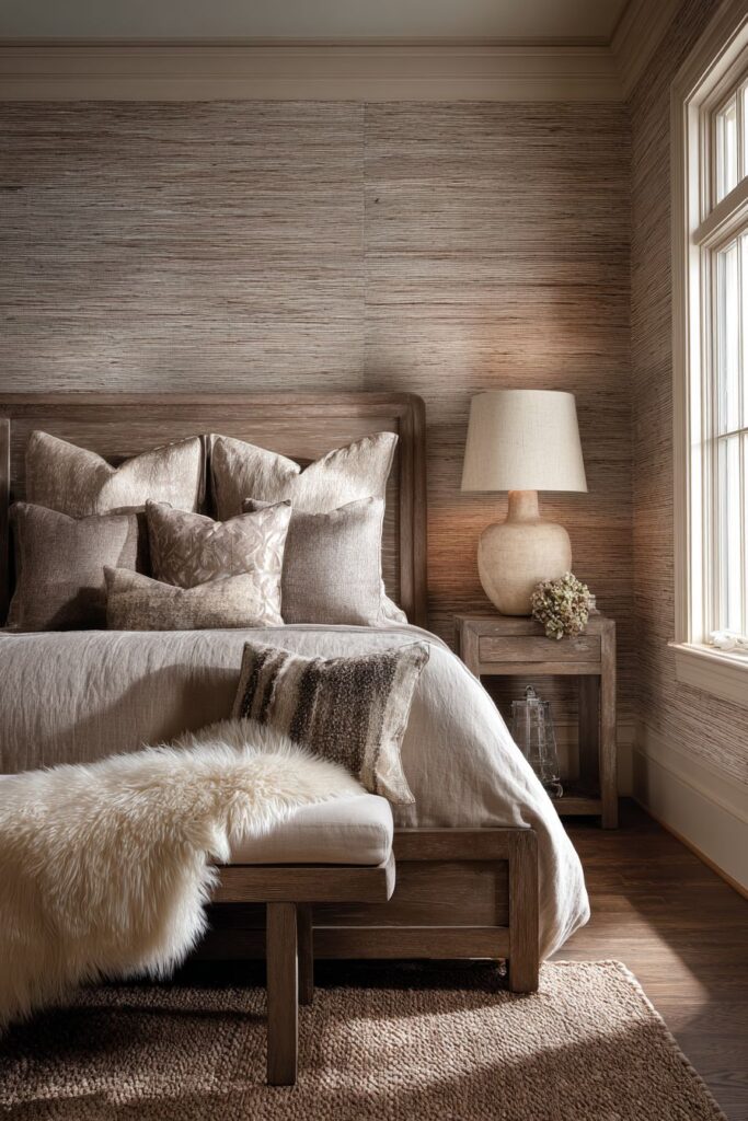 Sophisticated Grasscloth Accent Wall Feature