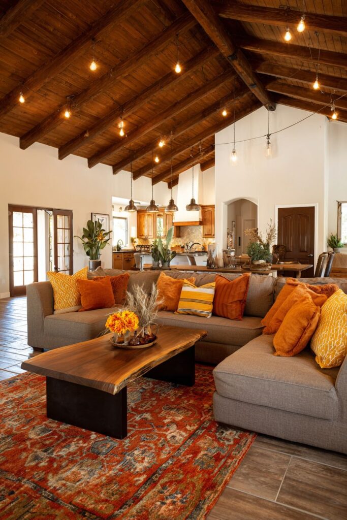 Terracotta and Gold Sectional Comfort