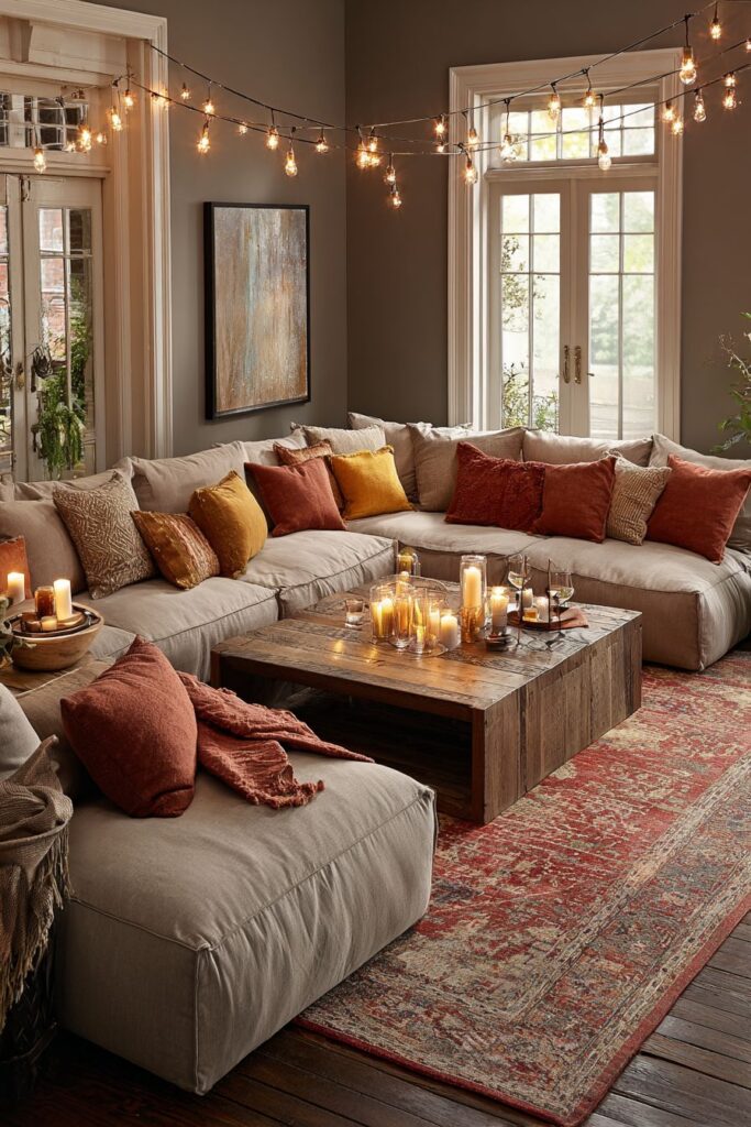 Terracotta and Gold Sectional Comfort
