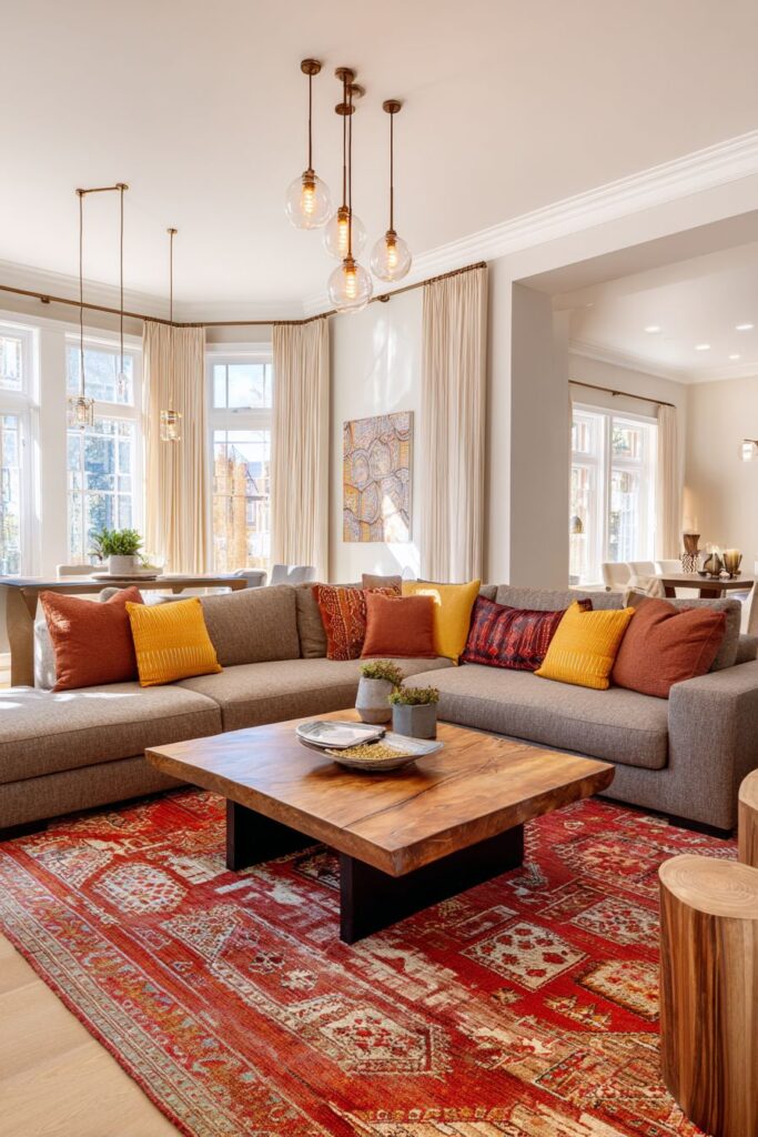 Terracotta and Gold Sectional Comfort