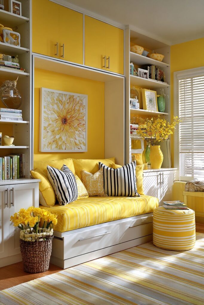 Space-Saving Murphy Bed in Cheerful Yellow