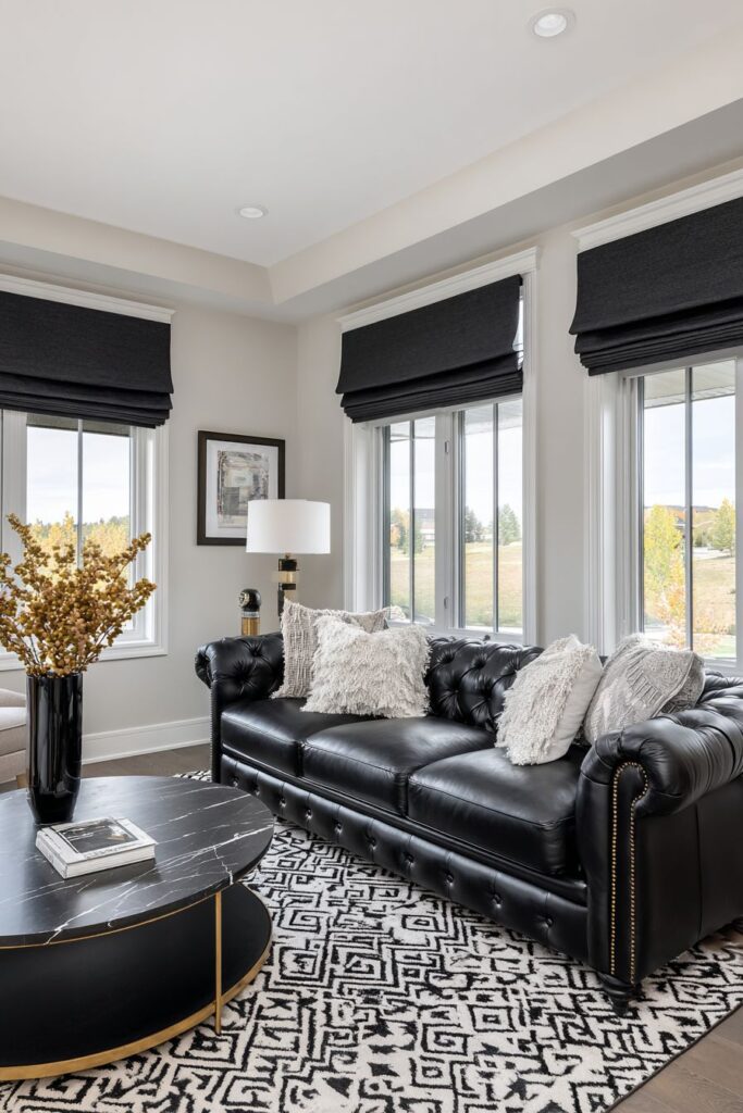 Contemporary Black Leather Chesterfield Statement