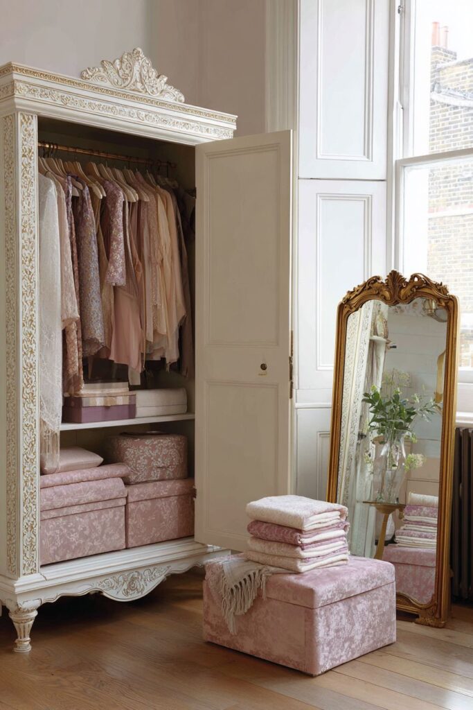 Vintage Armoire Storage with Organized Elegance