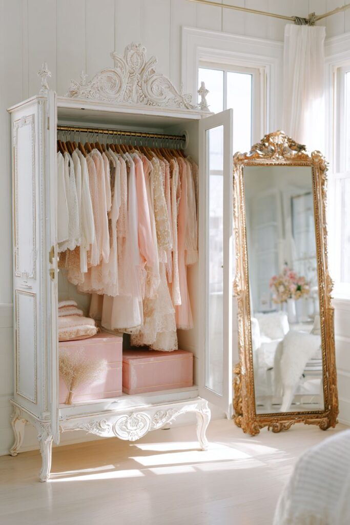 Vintage Armoire Storage with Organized Elegance