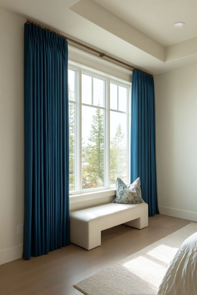 Floor-to-Ceiling Teal Drapery