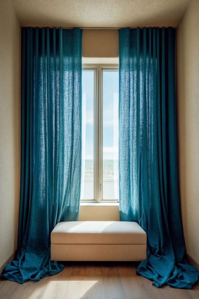 Floor-to-Ceiling Teal Drapery