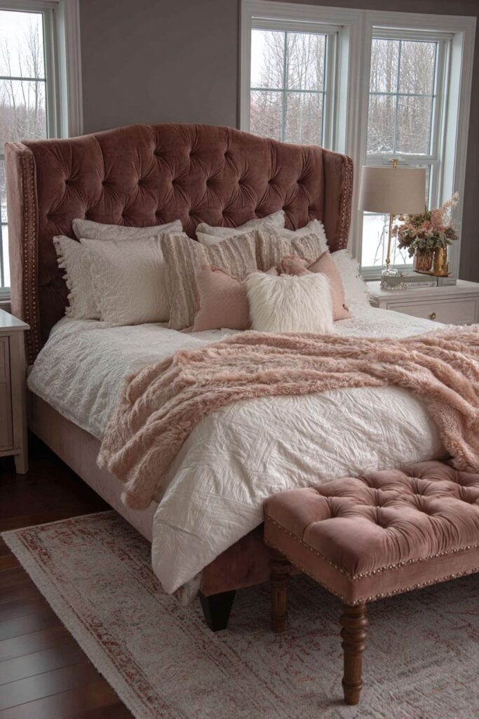 Elegant Tufted Velvet Headboard Statement