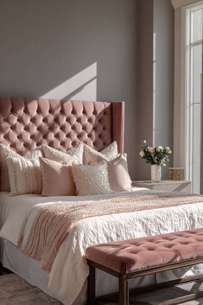 Elegant Tufted Velvet Headboard Statement