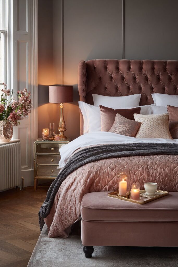 Elegant Tufted Velvet Headboard Statement