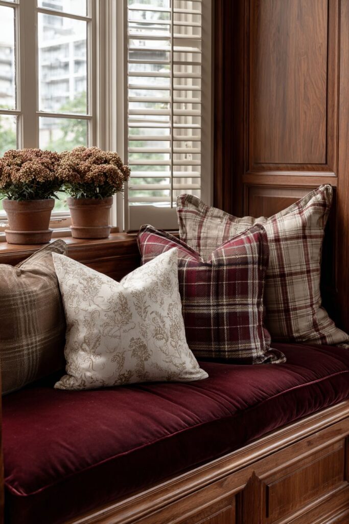 Window Seat Sanctuary in Burgundy Velvet