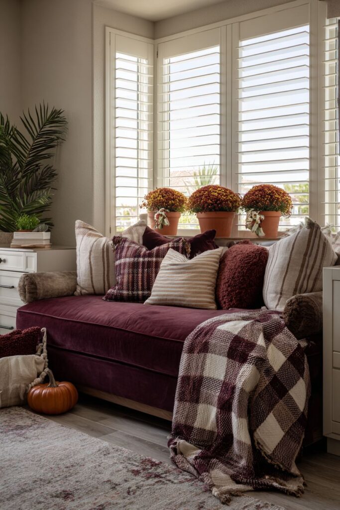 Window Seat Sanctuary in Burgundy Velvet