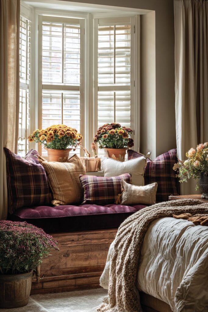 Window Seat Sanctuary in Burgundy Velvet