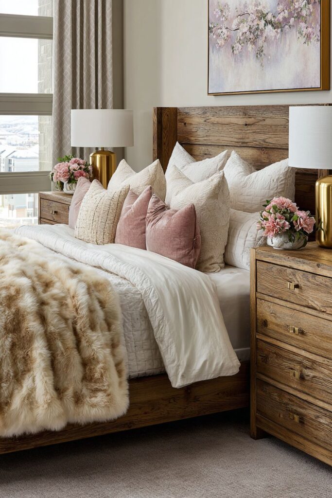 Layered Textiles with Dusty Gold Accents