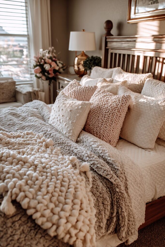 Layered Textiles with Dusty Gold Accents