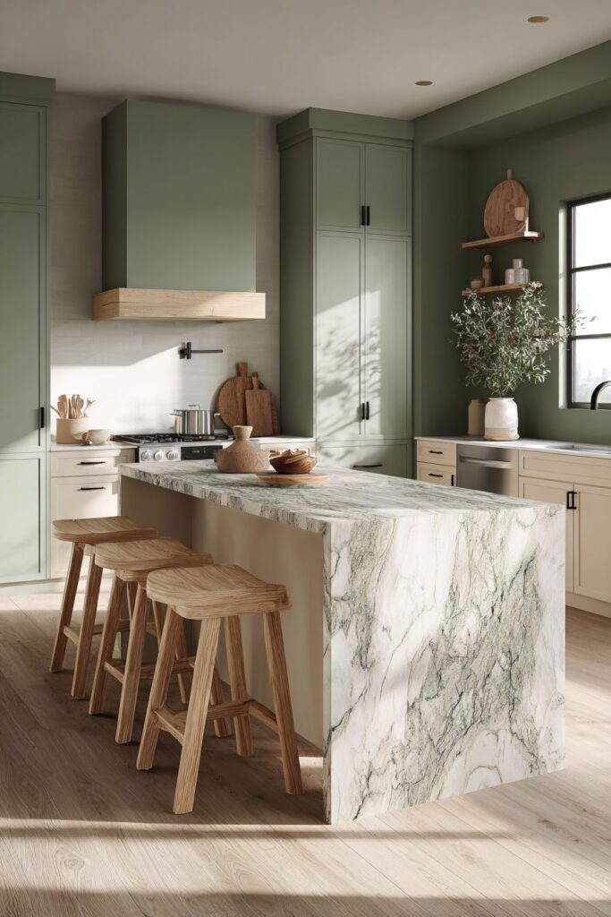 Emerald Elegance with Herringbone Details