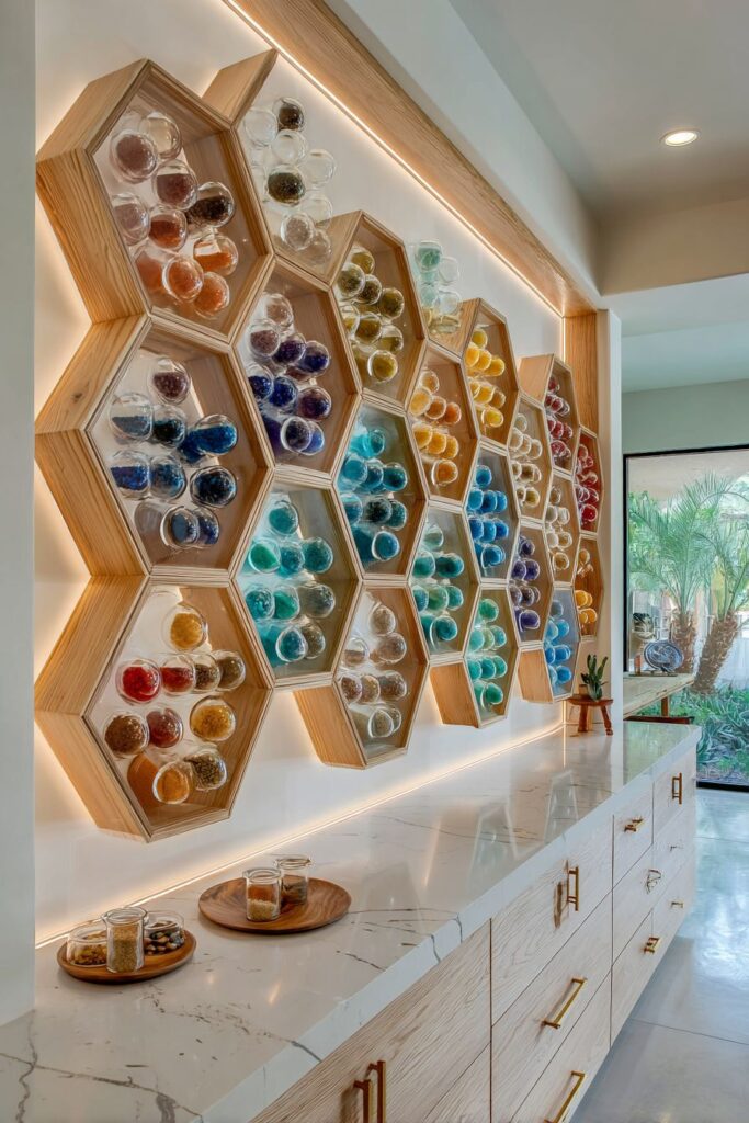 Geometric Honeycomb Spice Storage System