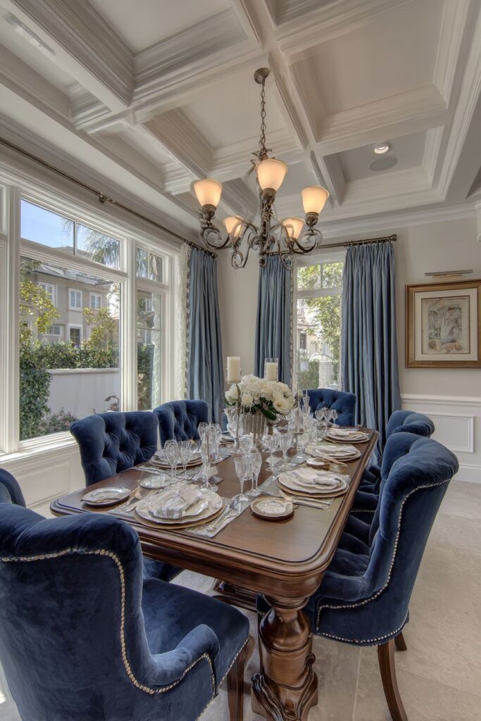 Traditional Ivory Elegance with Navy Sophistication