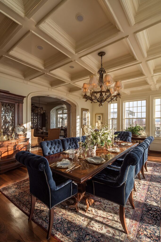 Traditional Ivory Elegance with Navy Sophistication