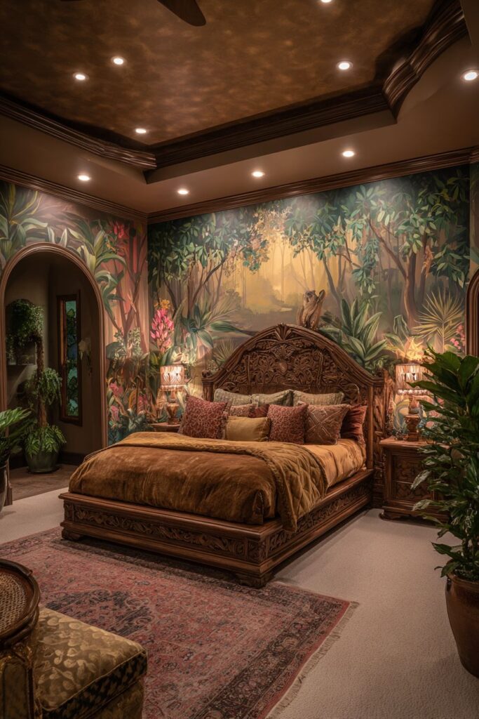 Botanical Mural Paradise with Handcrafted Beauty