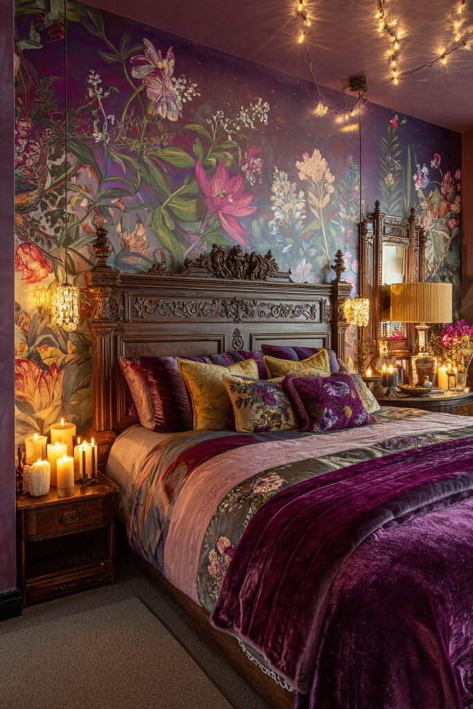 Botanical Mural Paradise with Handcrafted Beauty