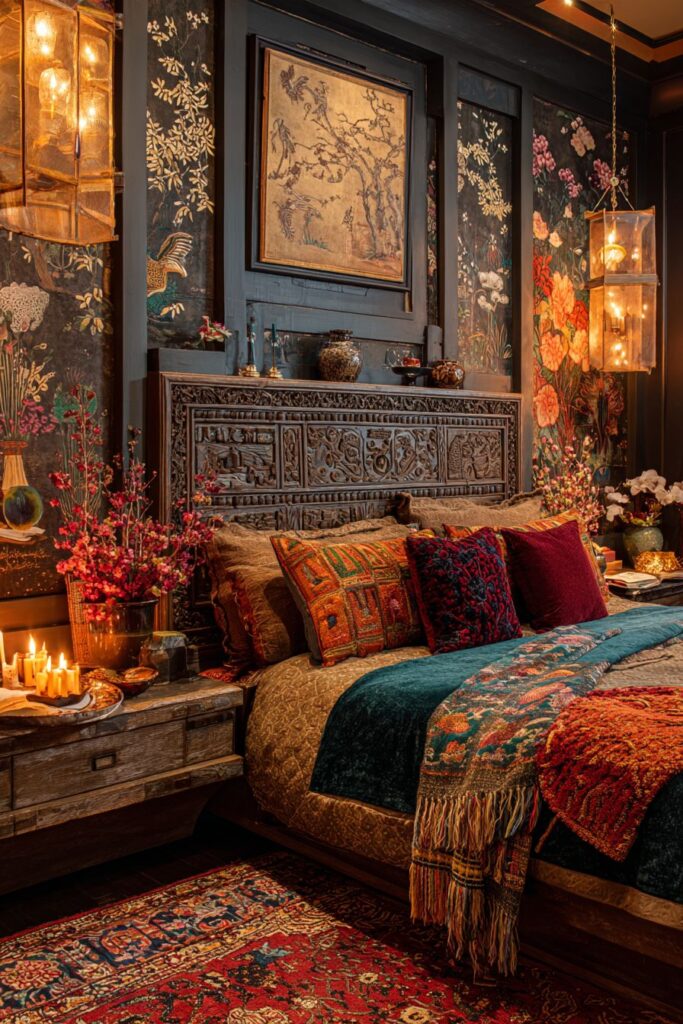 Botanical Mural Paradise with Handcrafted Beauty