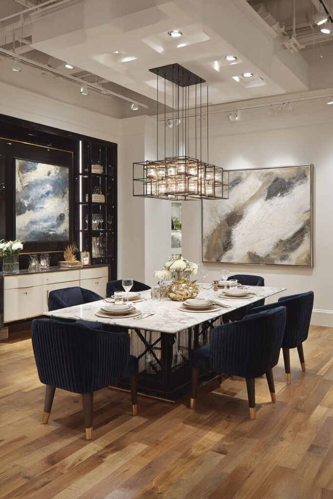 Marble Luxury with Navy Velvet Accents