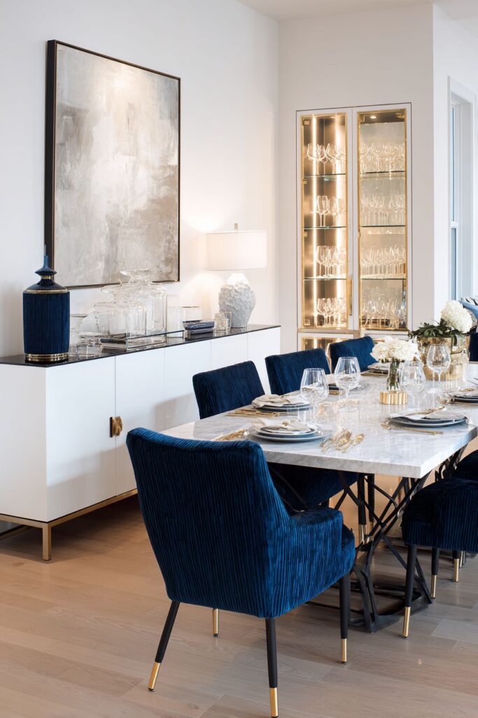 Marble Luxury with Navy Velvet Accents