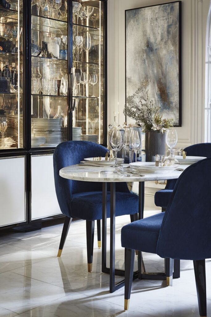 Marble Luxury with Navy Velvet Accents