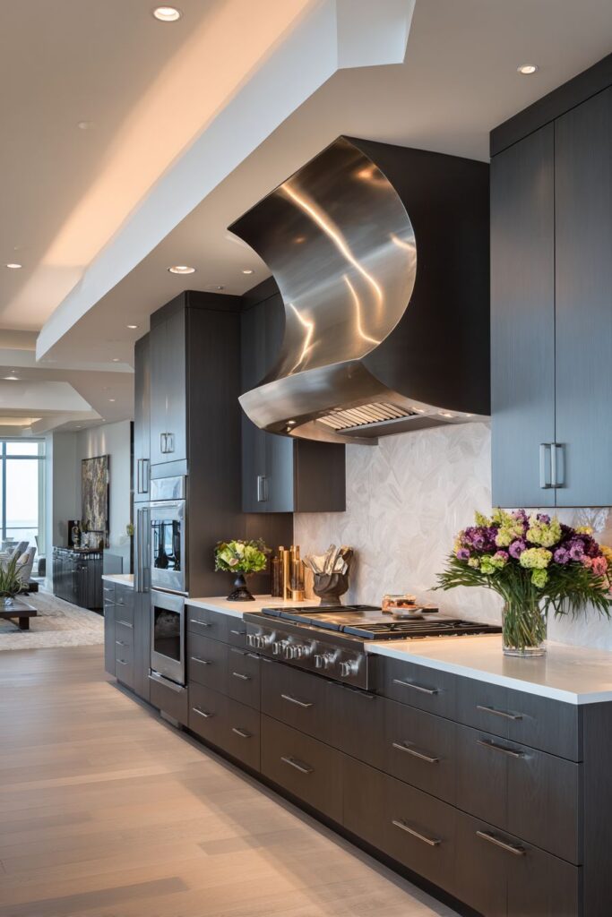 Sculptural Range Hood Industrial Elegance