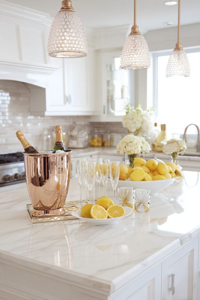 Modern Kitchen Champagne Bar Setup