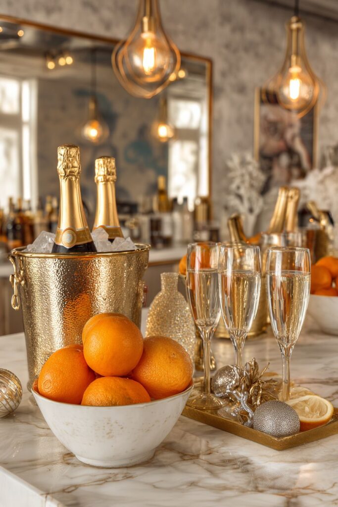 Modern Kitchen Champagne Bar Setup