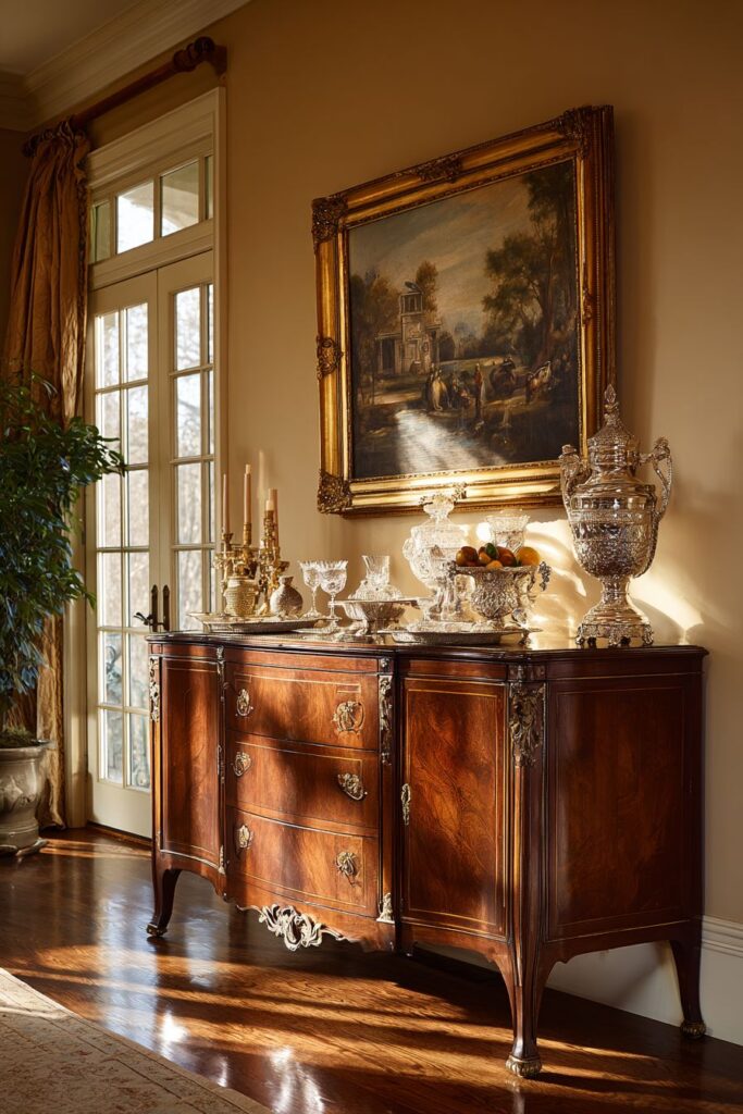 Antique Sideboard and Fine Art Integration