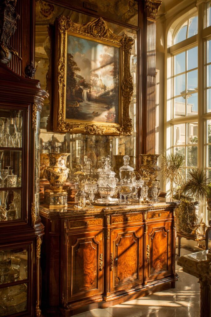 Antique Sideboard and Fine Art Integration