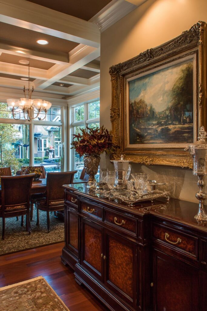 Antique Sideboard and Fine Art Integration