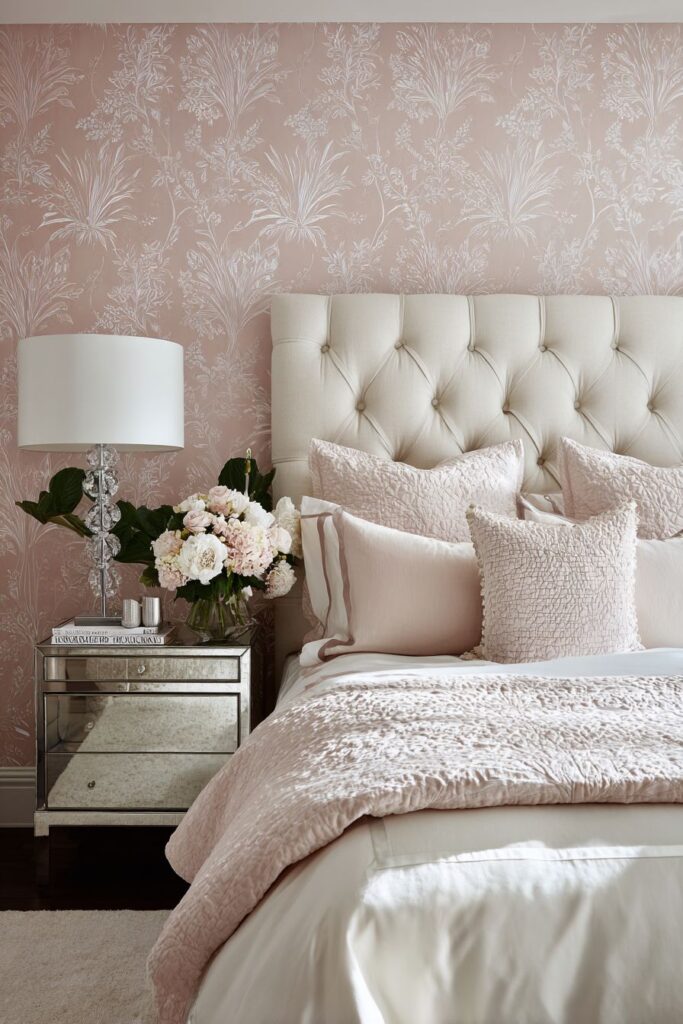 Botanical Elegance with Coral Wallpaper