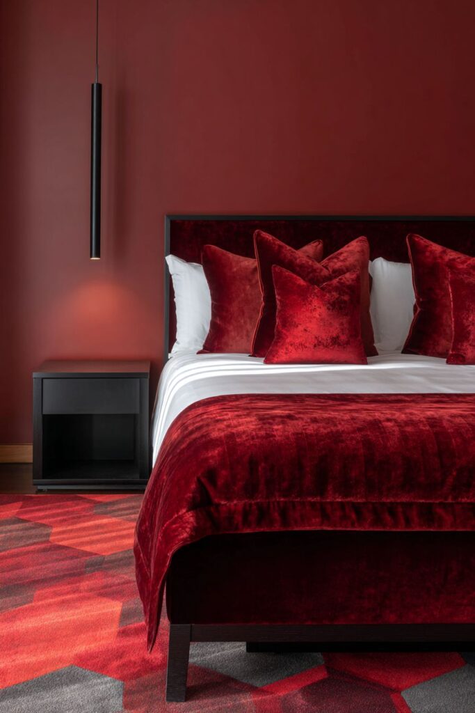Contemporary Ruby Velvet Luxury