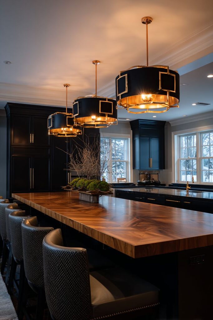 Dramatic Black and Rose Gold Contrast