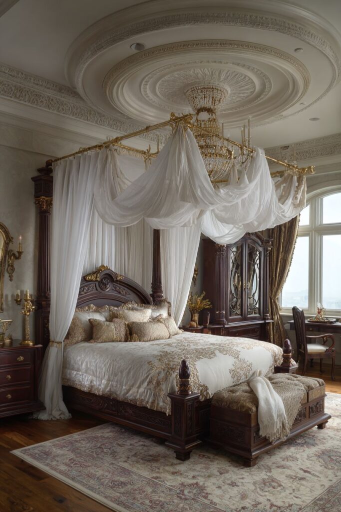 White Silk Opulence with Mahogany Richness