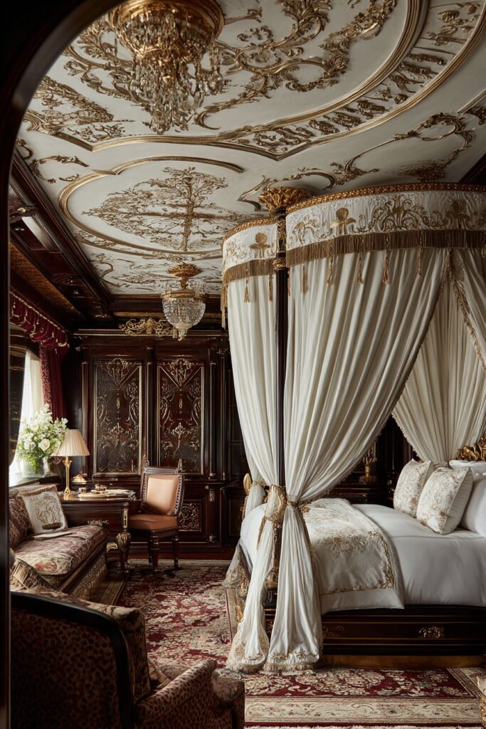 White Silk Opulence with Mahogany Richness