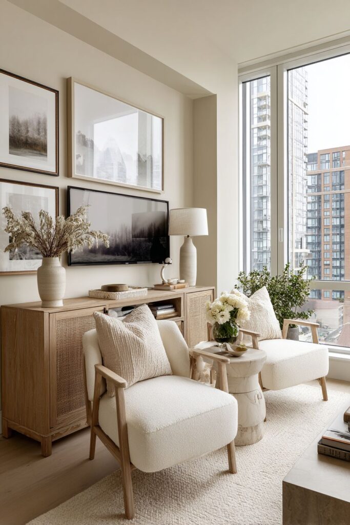 Natural Wood Media Console Integration