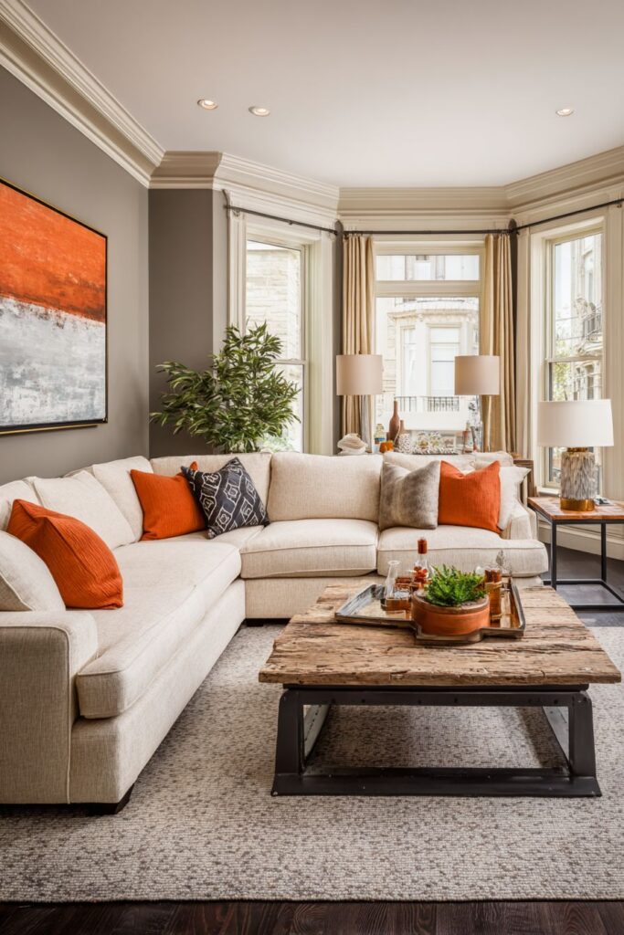 Comfortable Sectional with Rustic Accents