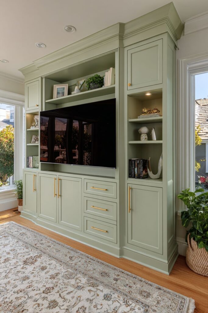 Built-In Custom Millwork in Sage Green