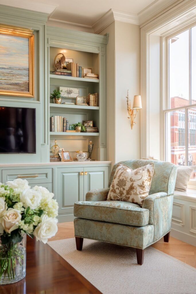 Built-In Custom Millwork in Sage Green