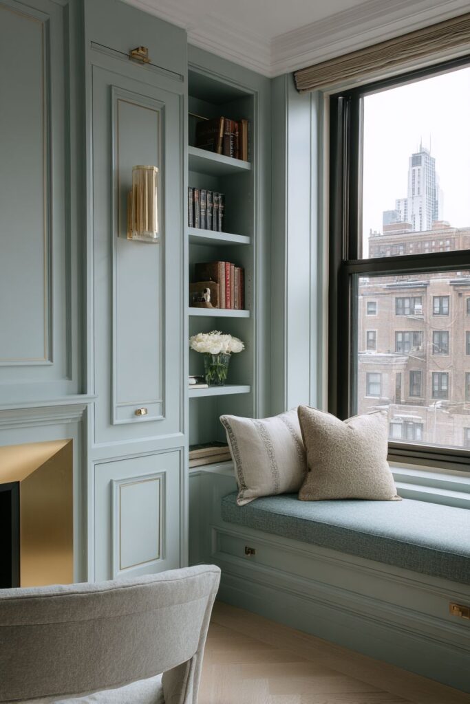 Built-In Custom Millwork in Sage Green