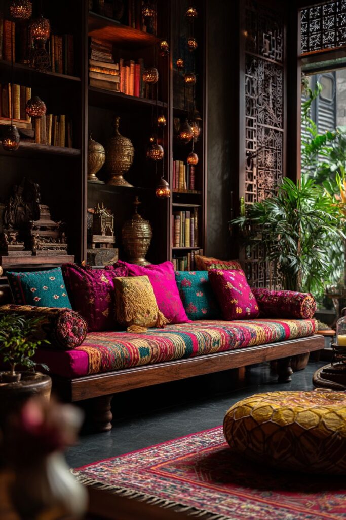 Bohemian Indian Bedroom with Eclectic Cultural Richness
