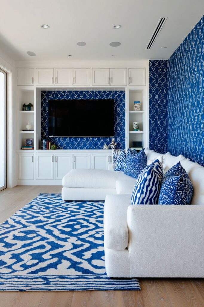 Bold Navy Accent Wall Entertainment Focus