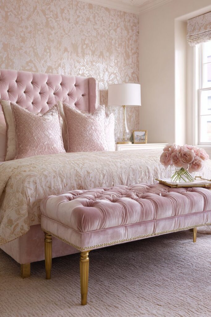 Luxurious Tufted Bench with Ribbon Details